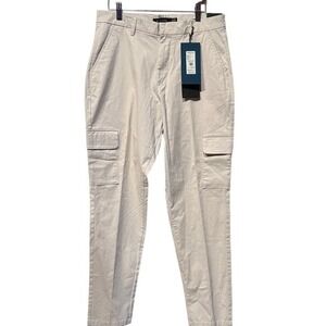 New Kenneth Cole New York The Cotton Stretch Cargo Pant Tan Men's Tapered 32x32